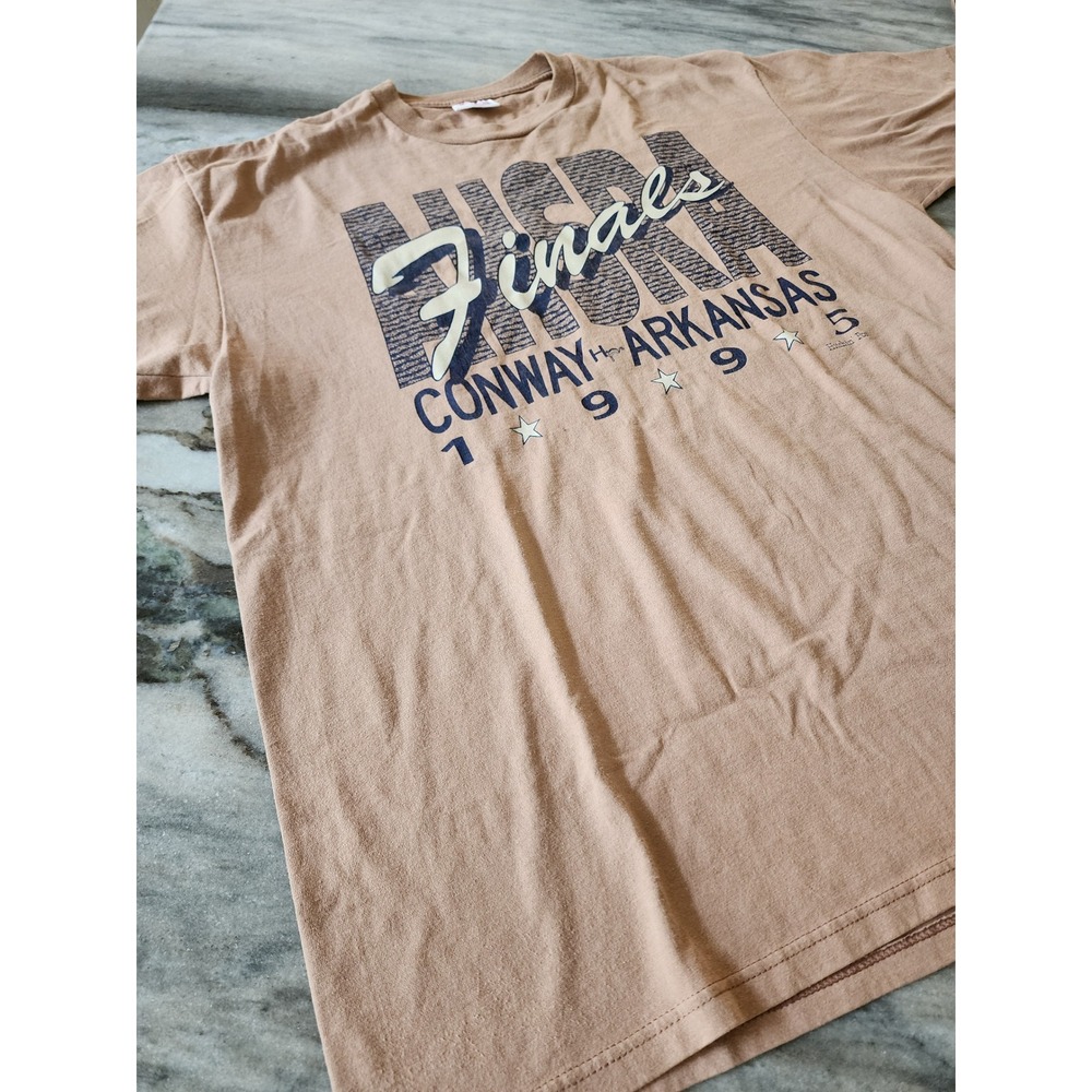 Vintage 1995 Cowboy Rodeo Conway Arkansas Tan T-Shirt Tan XL USA AHSRA - Picture 3 of 6